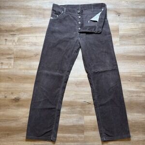 Vintage Diesel Corduroy Pants Men 33x32 Brown Jeeves Relaxed Straight Preppy Y2K